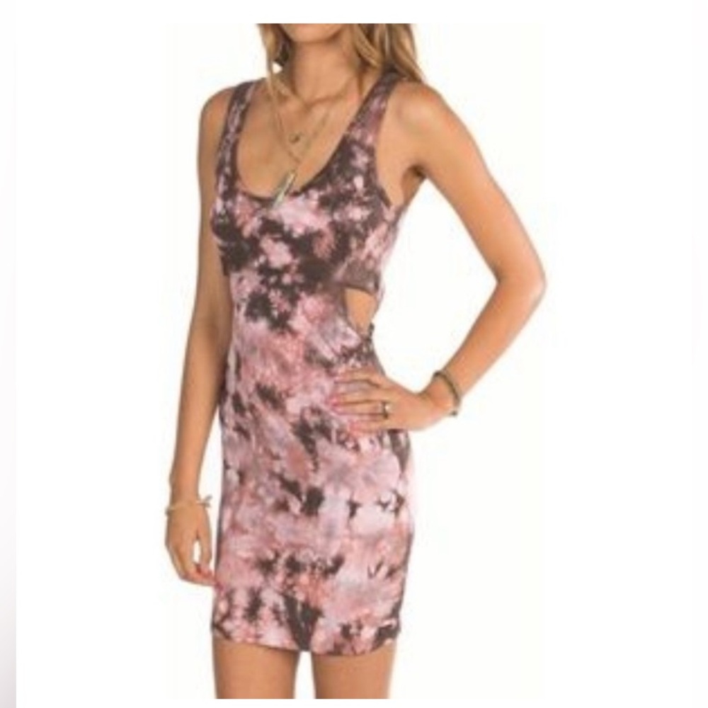 Billabong Pink and Black Tie-Dye Cutout Mini Dress